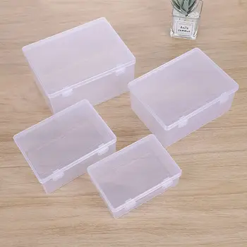 1 шт. Утолщенный ящик для хранения Прозрачная Портативная Откидная коробка Прямоугольный Маленький Средний Большой Пластиковый футляр - Изображение 1  