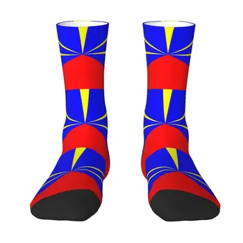 974 Мужских носков для экипажа под флагом острова Реюньон с 3D-принтом Унисекс Kawaii Reunionese Proud Dress Socks - Изображение 1  