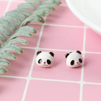 Изысканные серьги-гвоздики из ювелирного сплава в форме панды, свадебные серьги-гвоздики - Изображение 1  