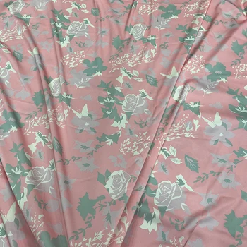 Европейская и американская роза, цифровая печать, имитирующая шелковую атласную ткань для женского платья, блузки ручной работы, ткань для шитья своими руками - Изображение 1  