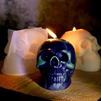 Форма для свечей в виде черепа, силиконовая форма, эпоксидная смола, украшение для рабочего стола 