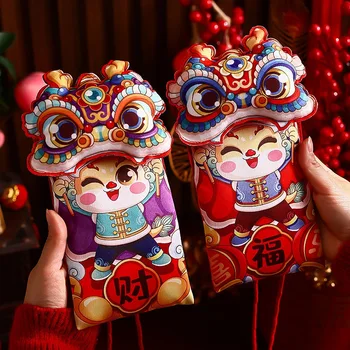 2024 Год Дракона Китайский Новый год Тканевый Красный конверт Весенний фестиваль Детский Новогодний Денежный Красный конверт - Изображение 1  