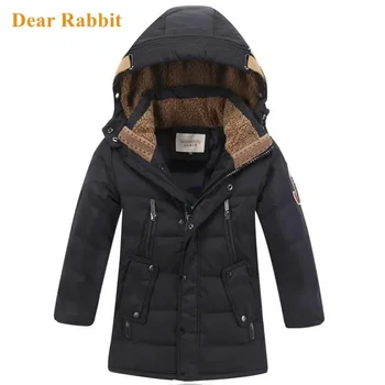 Модная зимняя куртка на утином пуху 2023 года для больших мальчиков, детская одежда, парка, одежда, утепленное пуховое пальто с капюшоном, одежда от 6 до 16 лет - Изображение 1  