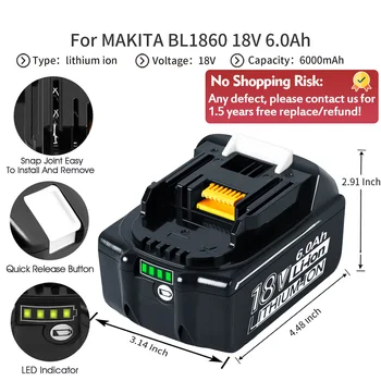 Аккумулятор 18V 9Ah 6Ah для Makita 18V BL1850 BL1830 LXT BL1860B/Двойное зарядное устройство DHL - Изображение 1  
