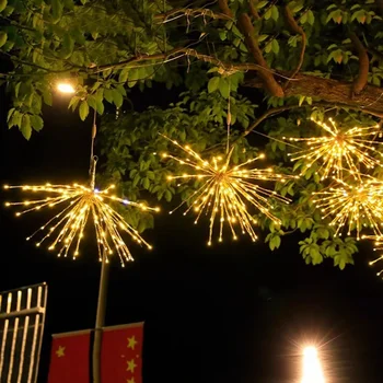 Высокая Яркость Рождественская елка Подвесные Огни Фейерверка 88 светодиодных наружных Звездных огней СВЕТОДИОДНЫЙ Фейерверк из медной проволоки Сказочные Огни - Изображение 1  
