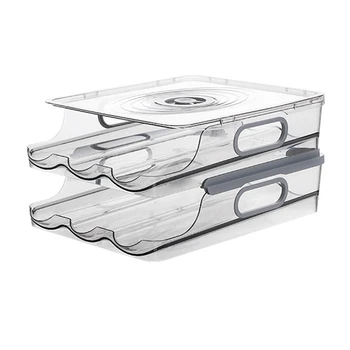 Двухслойный контейнер для яиц для холодильника, подходящий для холодильника с крышкой и шкалой времени - Изображение 1  
