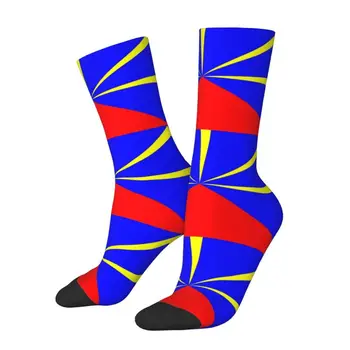 974 Мужских носков для экипажа под флагом острова Реюньон с 3D-принтом Унисекс Kawaii Reunionese Proud Dress Socks - Изображение 2  