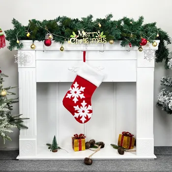 Рождественские чулки, носки, Подарочный пакет для конфет, рождественские украшения для дома, Новогодний карман с оленем и лосем, подвесное украшение для Рождественской елки - Изображение 2  