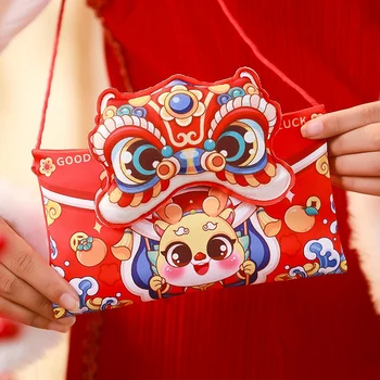 2024 Год Дракона Китайский Новый год Тканевый Красный конверт Весенний фестиваль Детский Новогодний Денежный Красный конверт - Изображение 2  