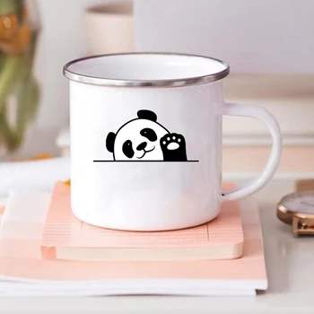 Креативные Эмалированные чашки с милым животным принтом Пользовательское название Кофейный Напиток Чашка для молока Ретро Кружки Ручка Посуда для напитков Персонализированный подарок для детей Diy - Изображение 2  
